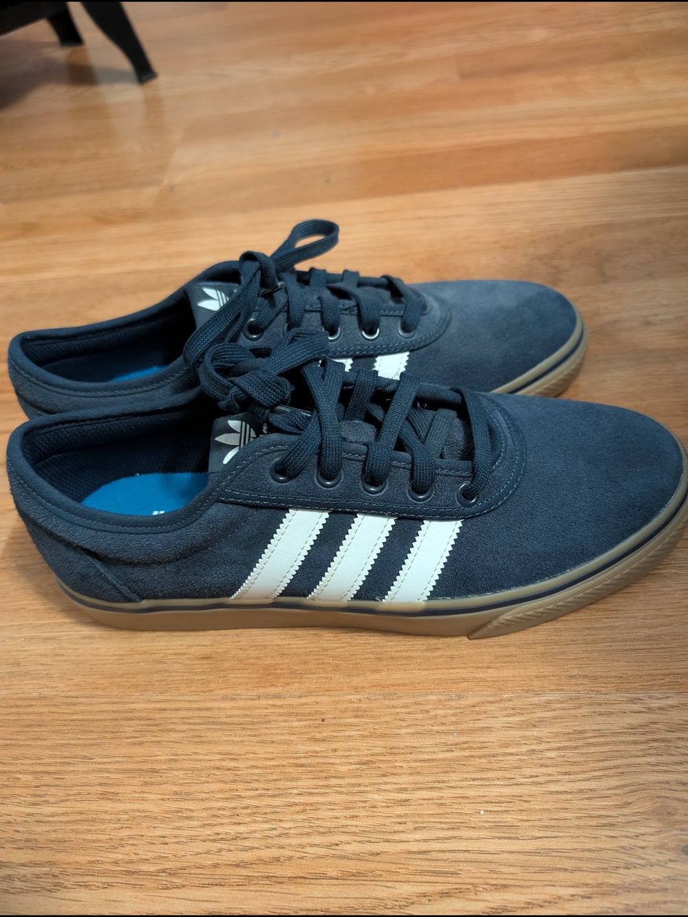 Adidas Men’s Navy Suede Low-Top Sneakers with White Stripes